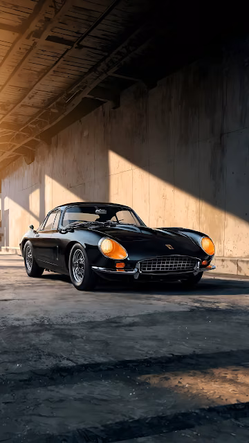 Vintage Black Sports Car Under Concrete Bridge Sunlight - Free 4K & 8K Mobile Wallpaper