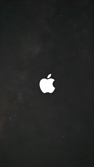 White Apple Logo Black Starry Night Minimalist Space - Free 4K & 8K Mobile Wallpaper