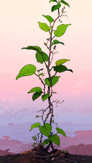 Young Sapling Growing Against Soft Pink and Purple Sky - Free 4K & 8K Mobile Wallpaper